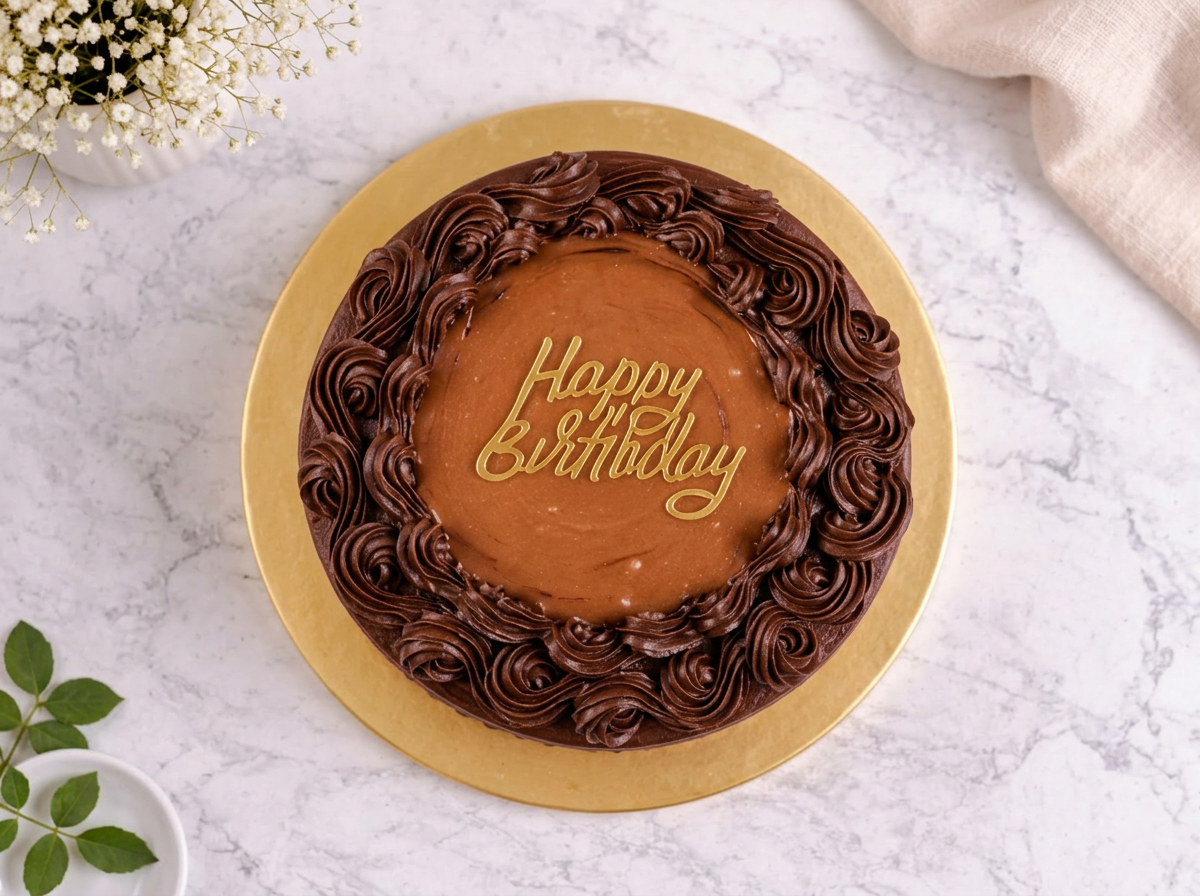 Choco Caramel Cake — Top View | Love Made Edible Bangalore