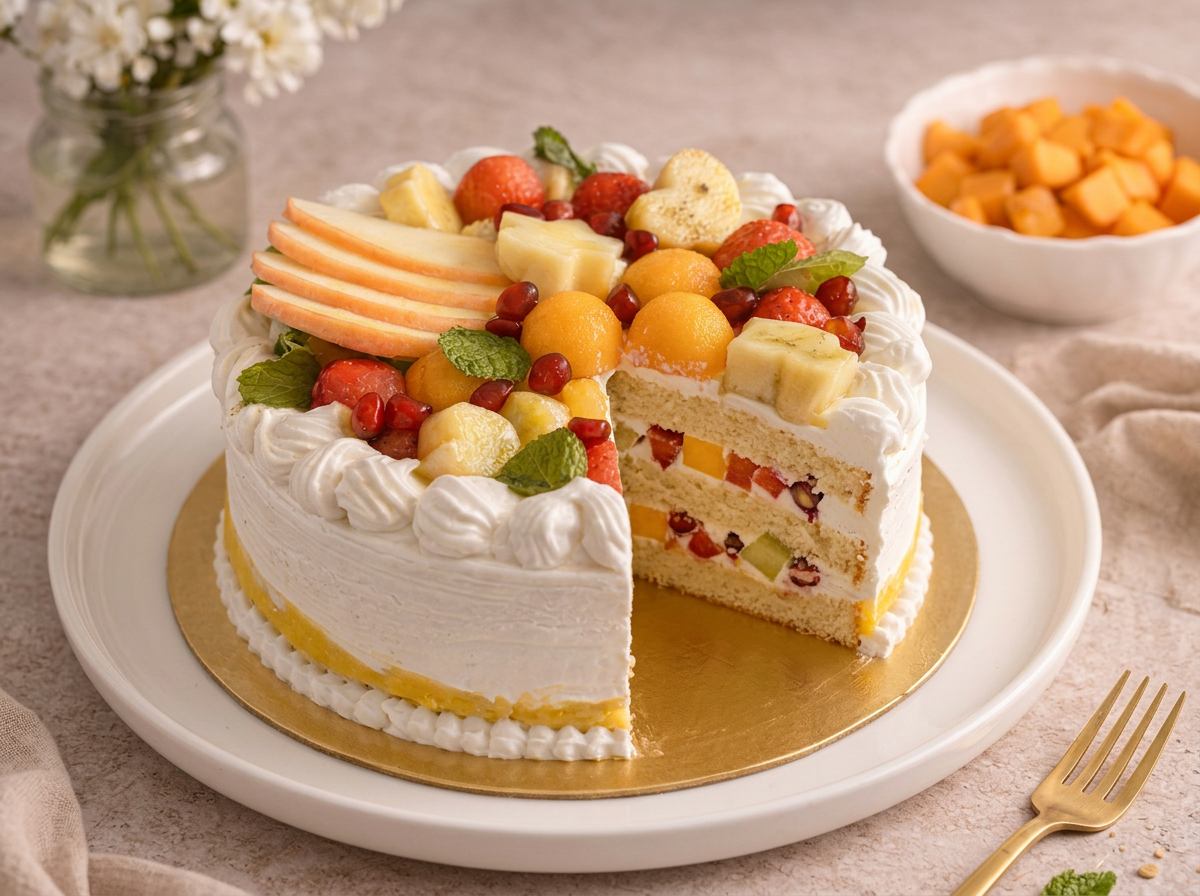 Fresh Fruit cake — Slice View | Love Made Edible Bangalore