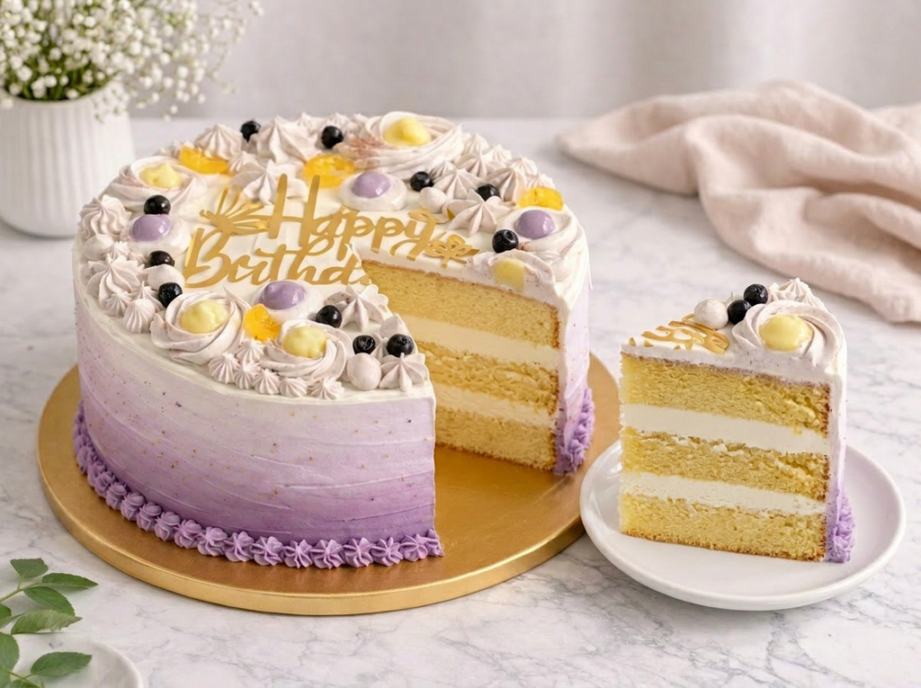 Lemon Blueberry Cake — Slice View | Love Made Edible Bangalore
