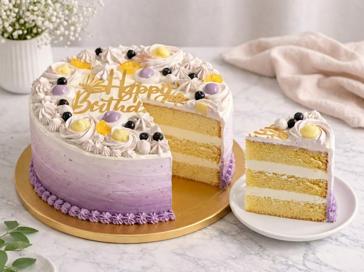 Lemon Blueberry Cake — Slice View | Love Made Edible Bangalore